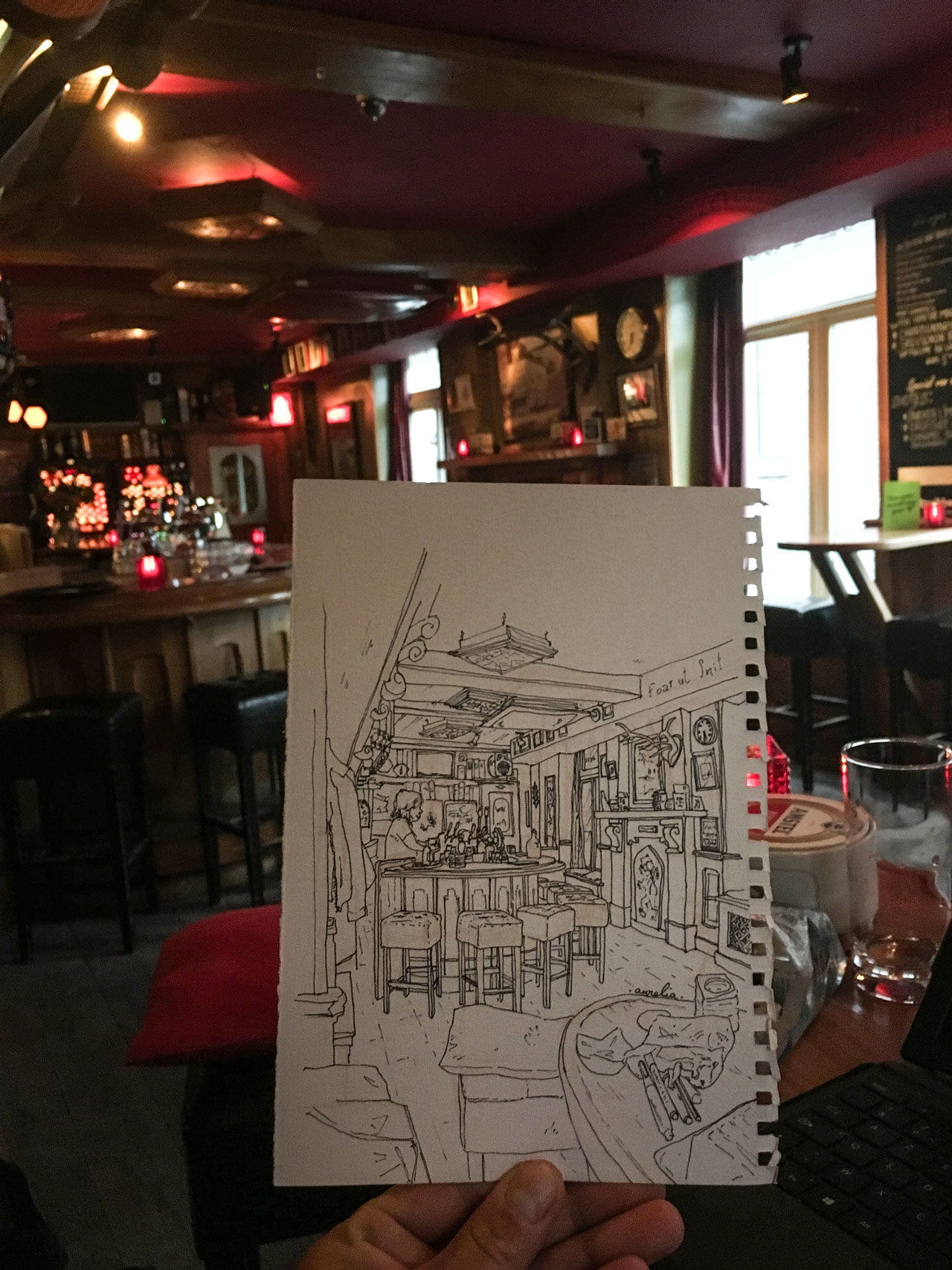 Croquis de l'"Irish Pub" de Sneek, Pays-Bas